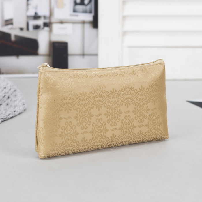 Косметичка простая "Ажур", отдел на молнии, цвет золотой