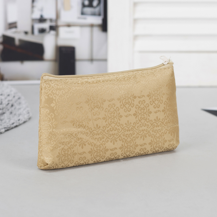Косметичка простая "Ажур", отдел на молнии, цвет золотой