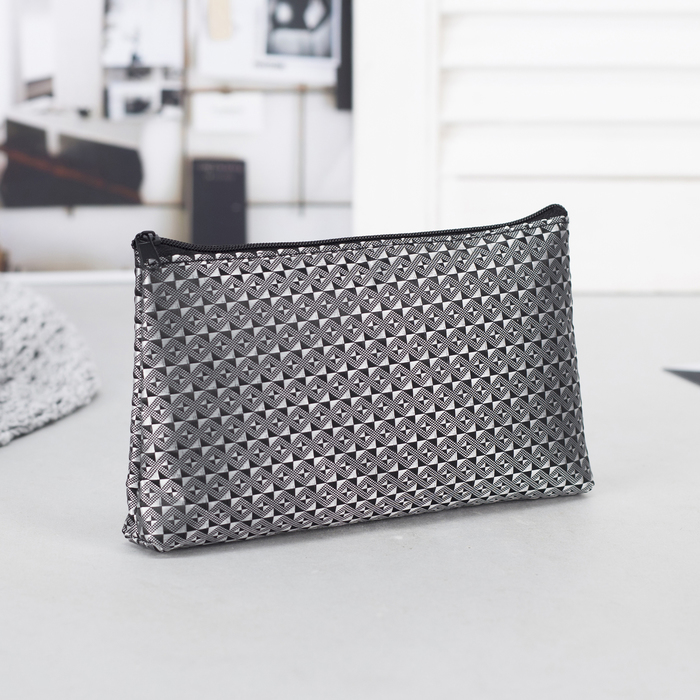 Косметичка простая "Ромбы", отдел на молнии, цвет чёрно-серый
