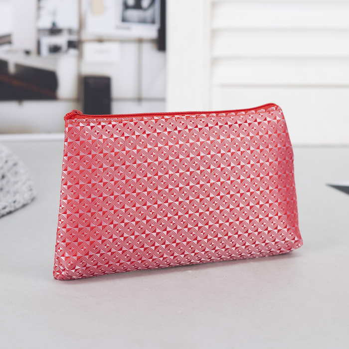 Косметичка простая "Ромбы", отдел на молнии, цвет красный