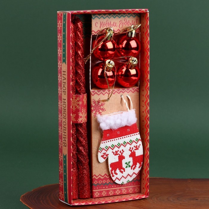 фото Новогодние витые свечи с декором «чудес в новом году!», набор зимнее волшебство