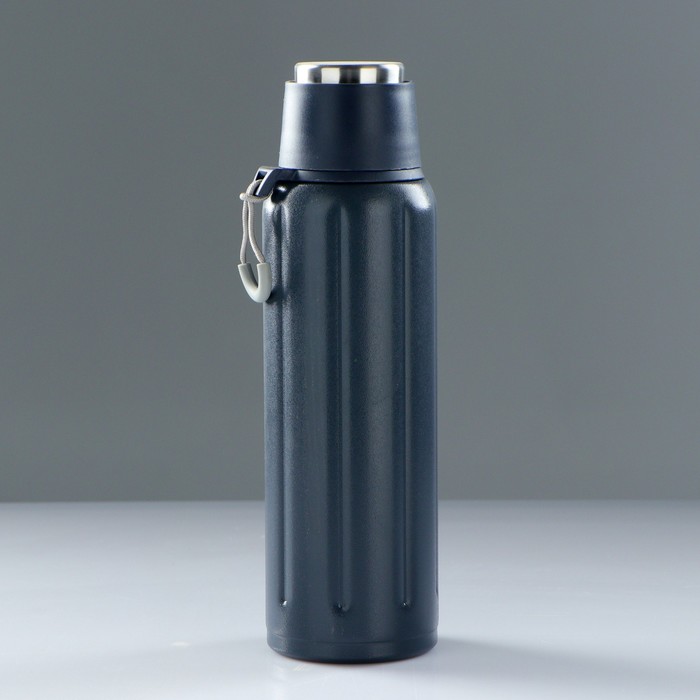 Термос 600 мл «Засада», на ремешке, держит тепло 12 ч, чёрный, 7х23 см