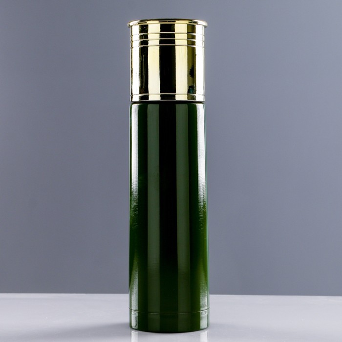 Термос 500 мл «Патрон», держит тепло 12 ч, тёмно-зелёный, 6.5х25 см