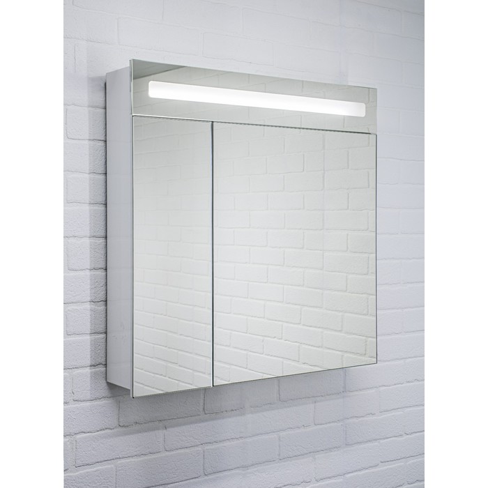 Зеркало шкаф для ванной комнаты Домино Аврора 70, с подсветкой LED зеркало шкаф домино аврора 60 с подсветкой