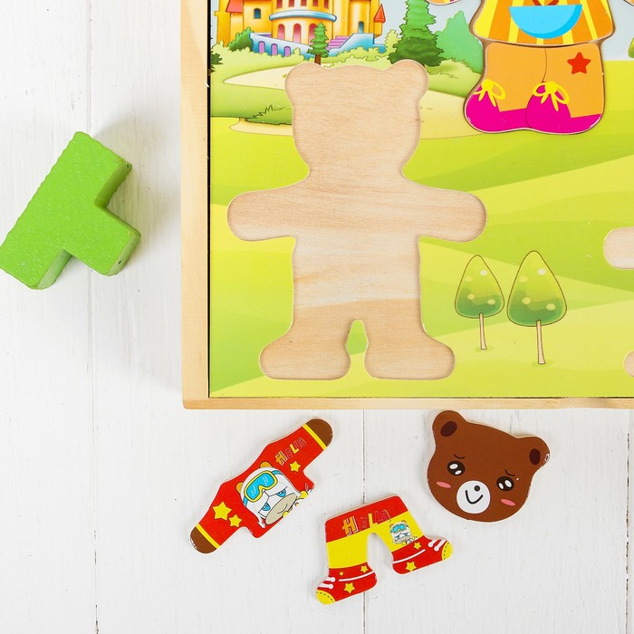 Пазл в коробке "Мишки на прогулке", 4 фигурки