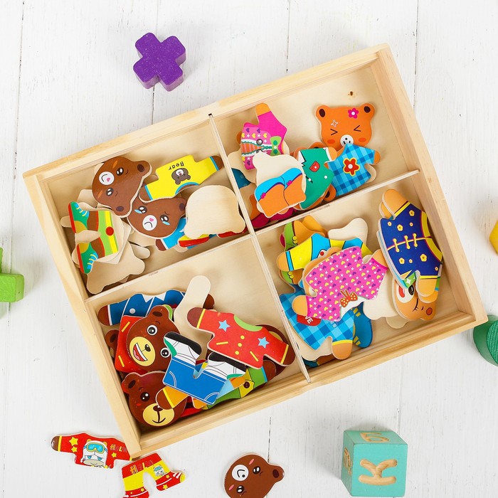 Пазл в коробке "Мишки на прогулке", 4 фигурки