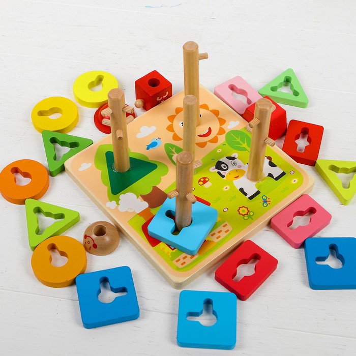 Пирамидка логическая "Человечек на полянке"