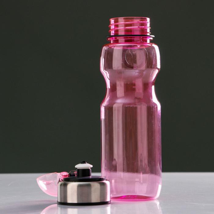 Бутылка для воды 780мл, с соской и крышкой, вставка металл на горлышке, микс, 6.5х24,5 см