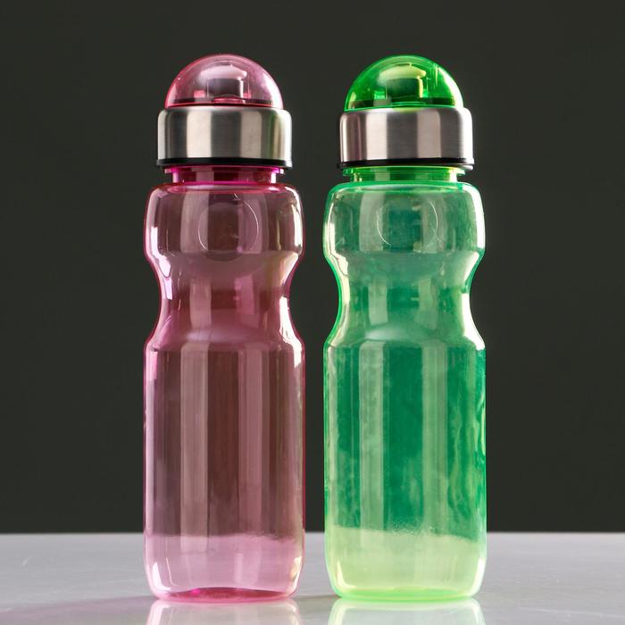 Бутылка для воды 780мл, с соской и крышкой, вставка металл на горлышке, микс, 6.5х24,5 см