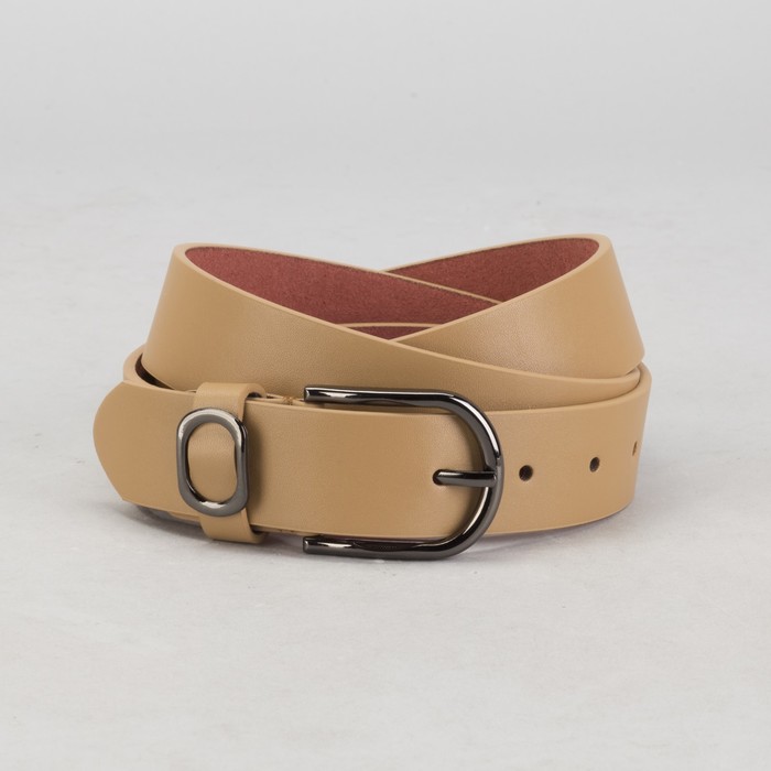 Ремень женский Великан, пряжка тёмный металл, ширина - 3,5 см, цвет бежевый