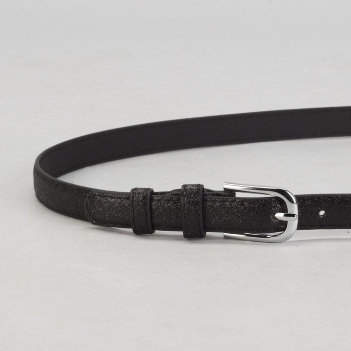 Ремень женский, блеск, гладкий, пряжка металл, ширина - 2 см, цвет чёрный
