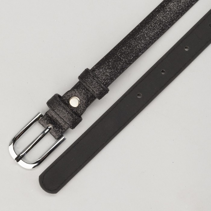 Ремень женский, блеск, гладкий, пряжка металл, ширина - 2 см, цвет чёрный