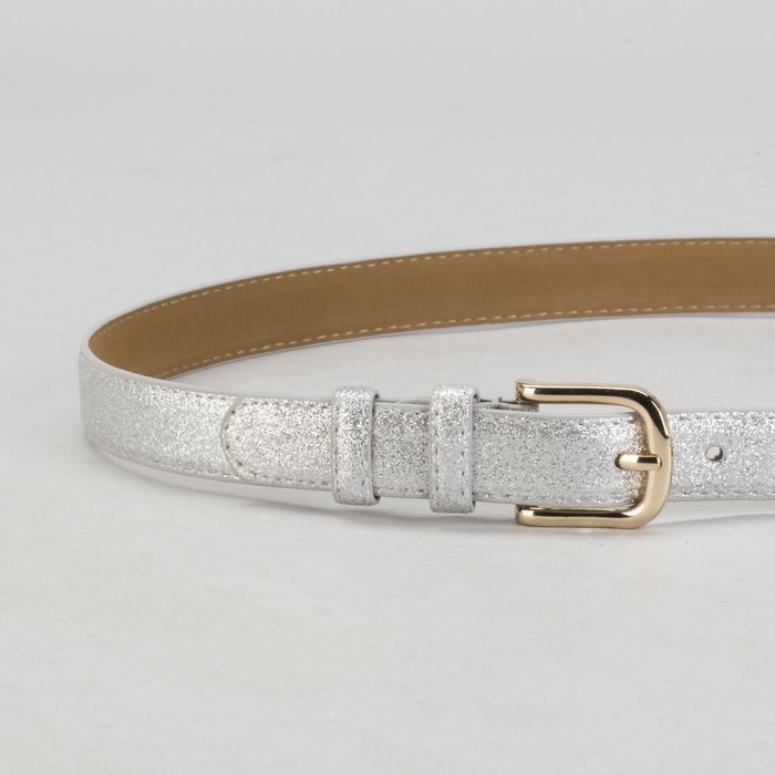Ремень женский, гладкий блеск, пряжка золото, ширина - 2,5 см, цвет серебристый