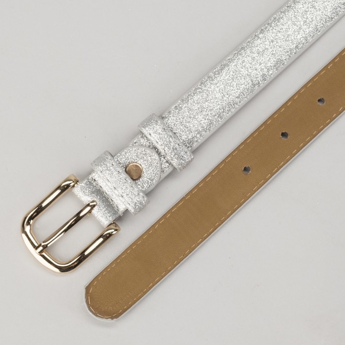 Ремень женский, гладкий блеск, пряжка золото, ширина - 2,5 см, цвет серебристый