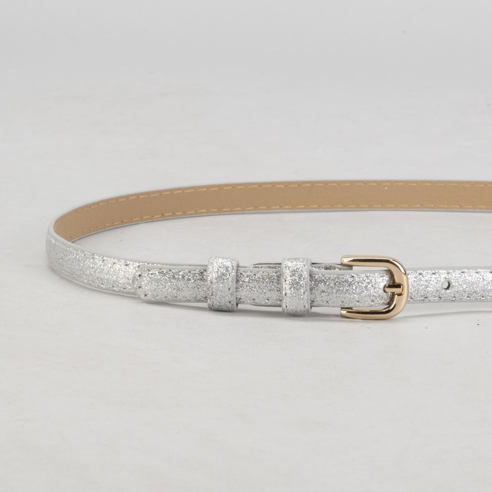 Ремень женский, гладкий блеск, пряжка золото, ширина - 1,5 см, цвет серебристый