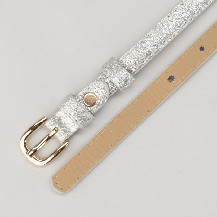 Ремень женский, гладкий блеск, пряжка золото, ширина - 1,5 см, цвет серебристый