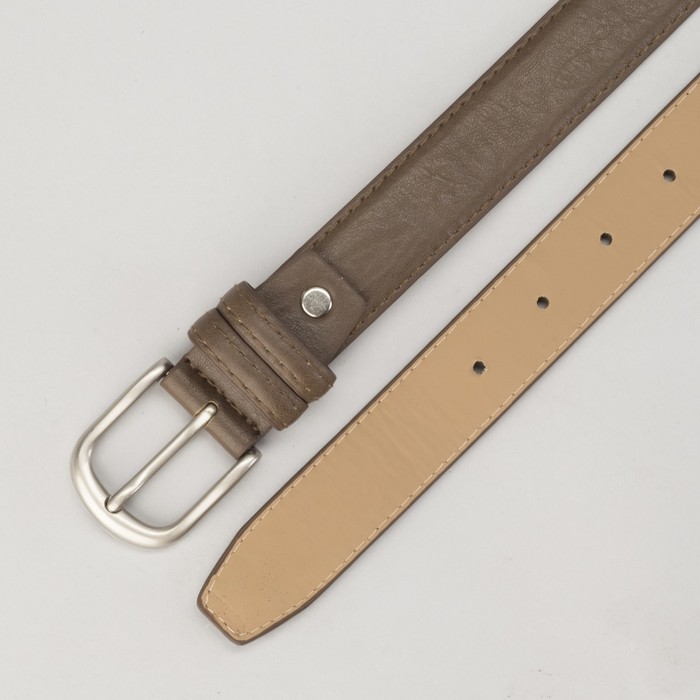 Ремень женский Великан, гладкий, пряжка матовый металл, ширина - 3 см, цвет кофе