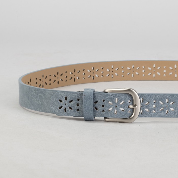 Ремень женский, пряжка матовый металл, ширина - 3 см, цвет голубой