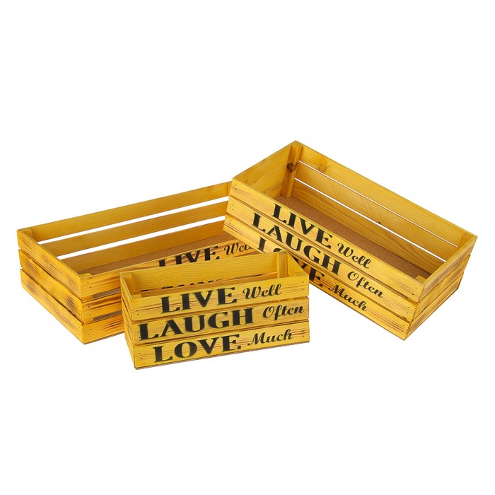 Набор интерьерных ящиков &quot;Live&quot; 3в1, 50 х 30 х 12 см, лимон