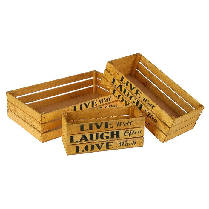 Набор интерьерных ящиков "Live" 3в1, 50 х 30 х 12 см, орех