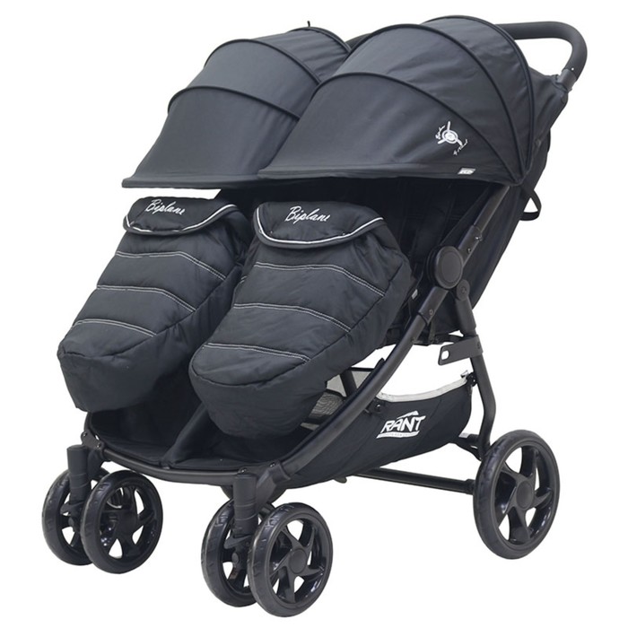 Коляска для двойни, прогулочная RA138 BiPLANE black, цвет чёрный