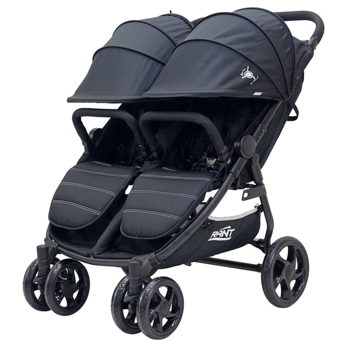 Коляска для двойни, прогулочная RA138 BiPLANE black, цвет чёрный