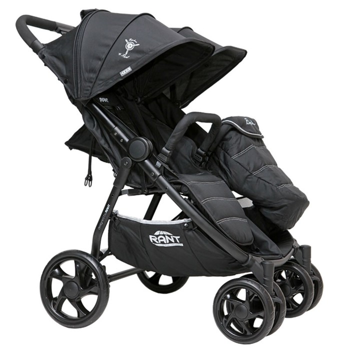 Коляска для двойни, прогулочная RA138 BiPLANE black, цвет чёрный