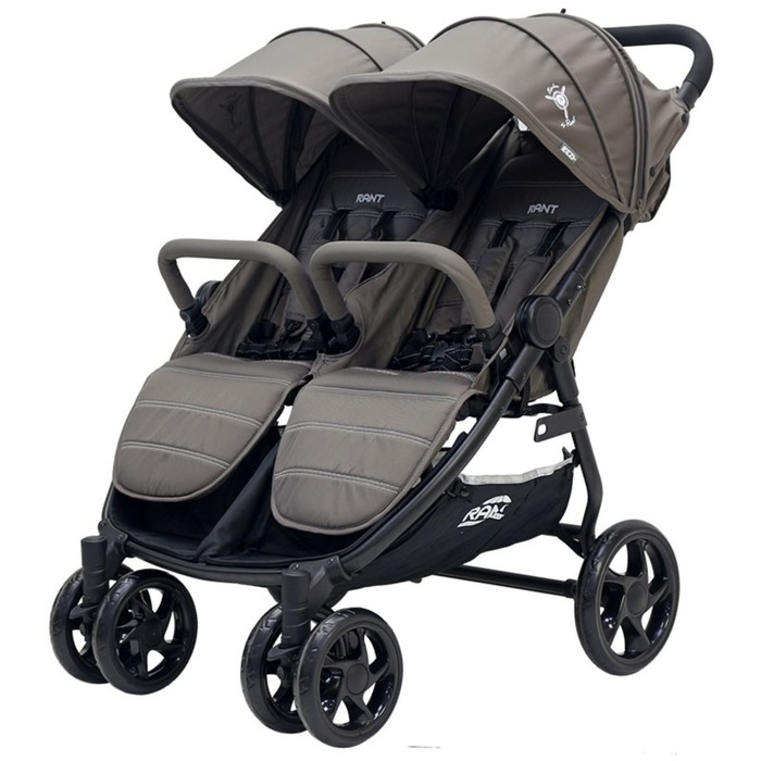 Коляска для двойни, прогулочная RA138 BiPLANE brown, цвет коричневый