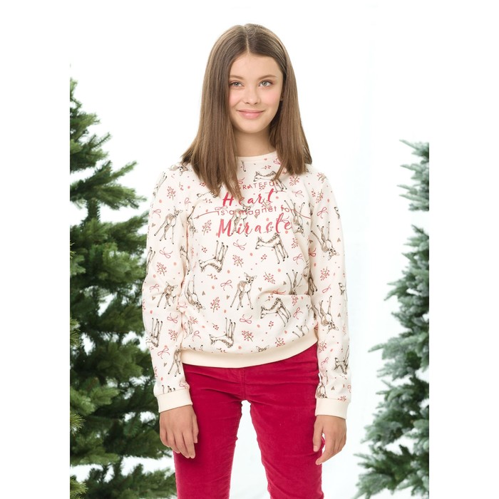 Толстовка для девочки, рост 134 см, цвет кремовый