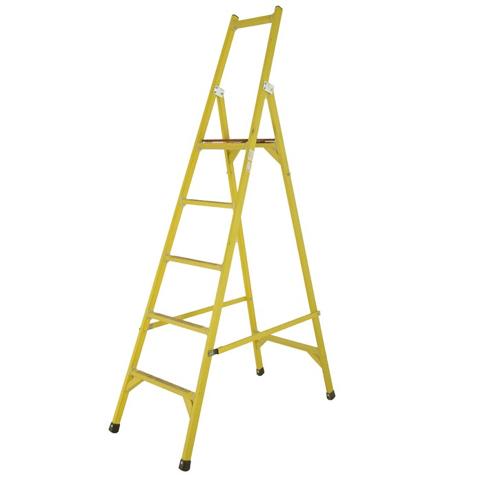 Стремянка диэлектрическая "ЛУЧ" ССС-2,5-Ф40П, стеклопластик, рабочая высота 1.6 м, 5 ступеней 338571