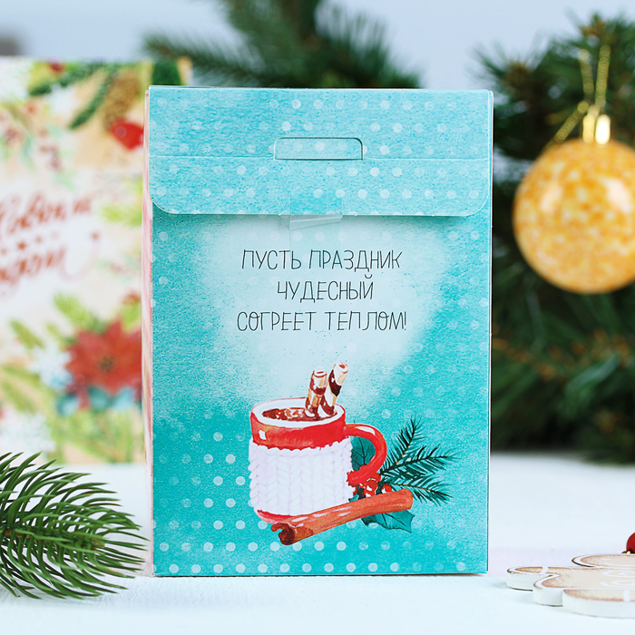 Чай чёрный в домике "Подарок с новогодним теплом" 100 г лимон и мята