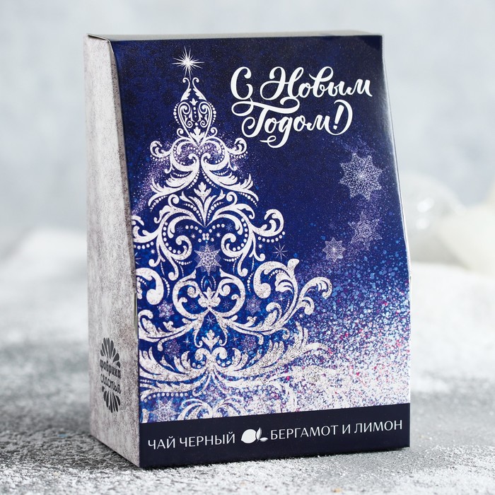 Чай чёрный в домике "С Новым годом" 100 г бергамот и лимон