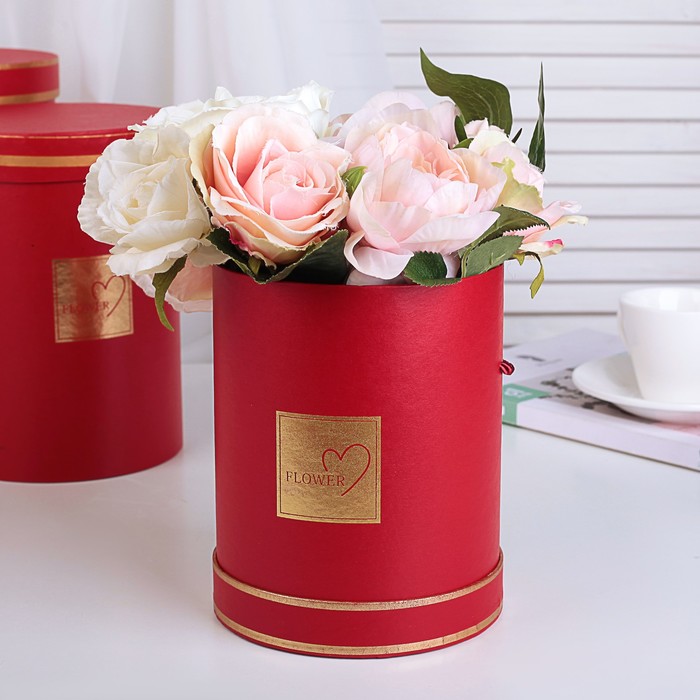 Набор коробок 3в1, красный, 18,5 х 18,5 х 24 - 14,5 х 14,5 х 17,5 см