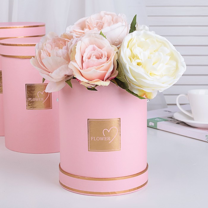 Набор коробок 3в1, розовый, 18,5 х 18,5 х 24 - 14,5 х 14,5 х 17,5 см