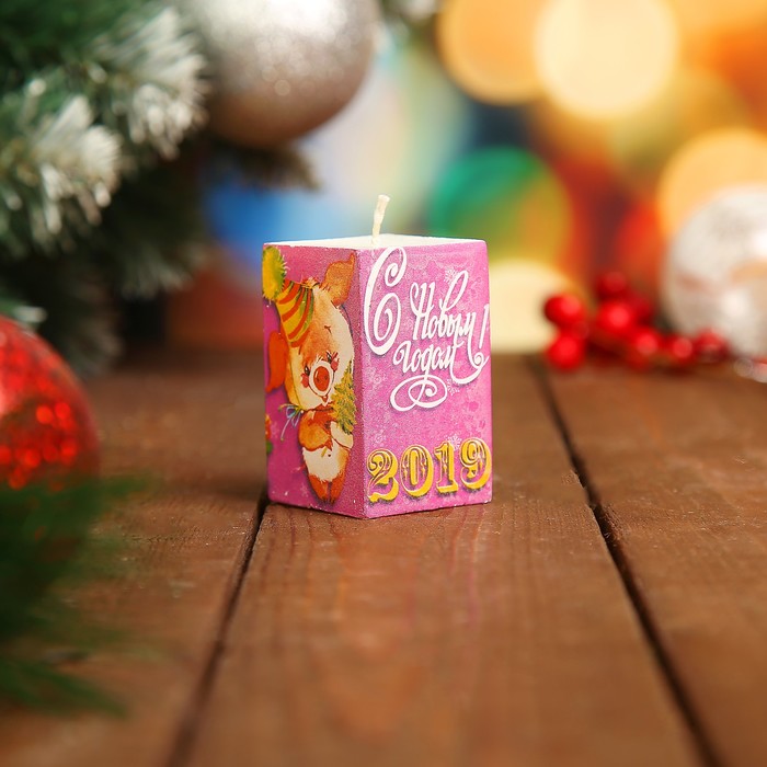 Свеча "Поросёнок в колпачке" 6х3,5см, Символ года 2019