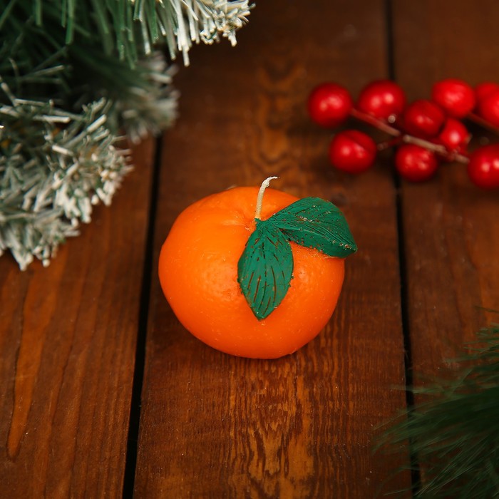 Набор свечей "Мандарин" 2 шт в деревянном ящике