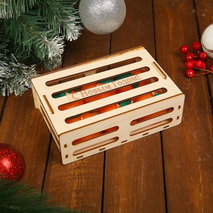 Набор свечей "Мандарин" 6 шт в деревянном ящике