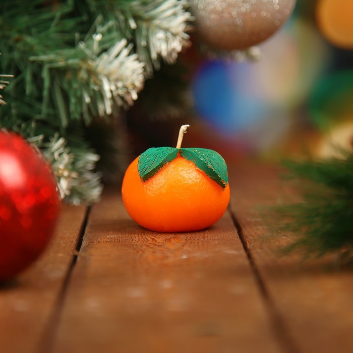 Набор свечей "Мандарин" 6 шт в деревянном ящике