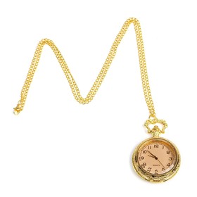 Часы карманные 'Классика', кварцевые, на цепочке, крышка прозрачная, d=4.5 см, золотые Ош