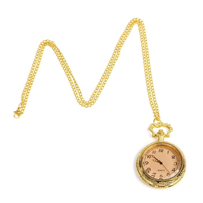 Часы карманные Классика, кварцевые, d циферблата-4.5 см, золотые