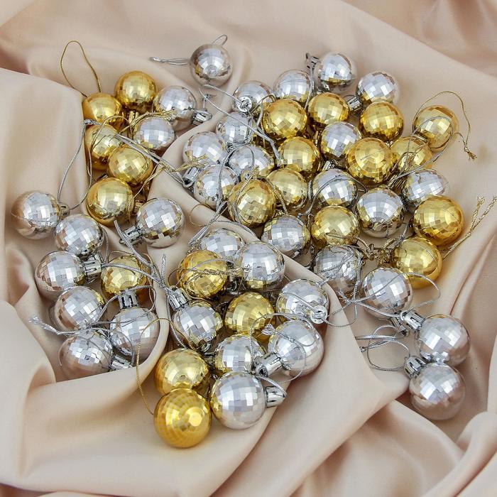 Набор шаров пластик d-3 см 56 шт "Треугольник" золото серебро