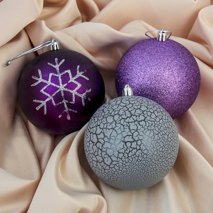 Набор шаров пластик d-10 см 3 шт " Аминта" фиолет