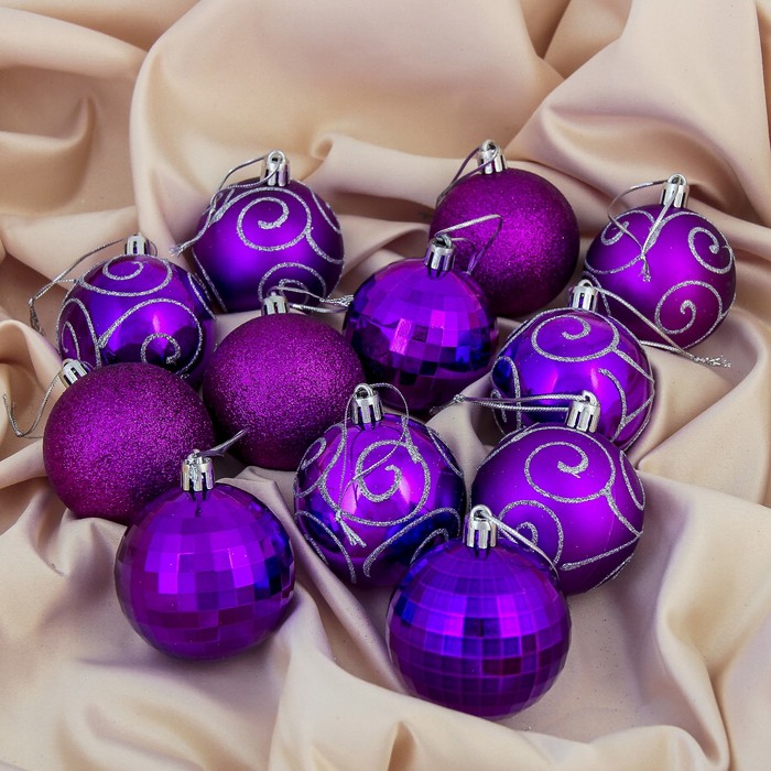Набор шаров пластик d-5,5 см 12 шт "Перелив" фиолет