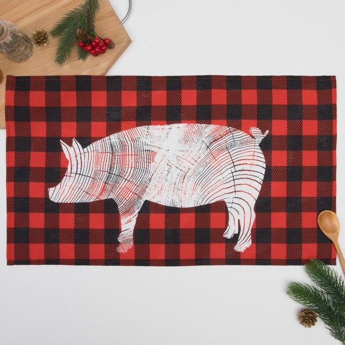 Полотенце "Доляна" Свинка 34х59 см, рогожка 160 г/м2