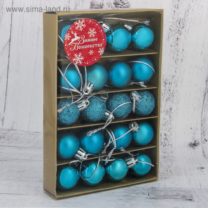 фото Набор шаров пластик d-3 см, 20 шт "перелив" синий зимнее волшебство