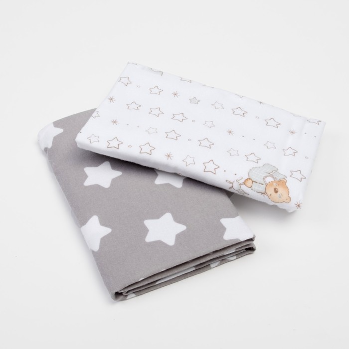 Набор пеленок "Крошка Я" Звездопад 75х120 см - 2 шт., фланель, 160 г/м², 100% хлопок