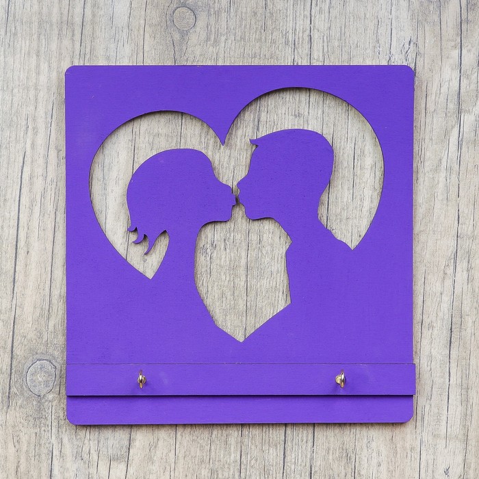 Ключница открытая "Поцелуй" сиреневая 20х20 см