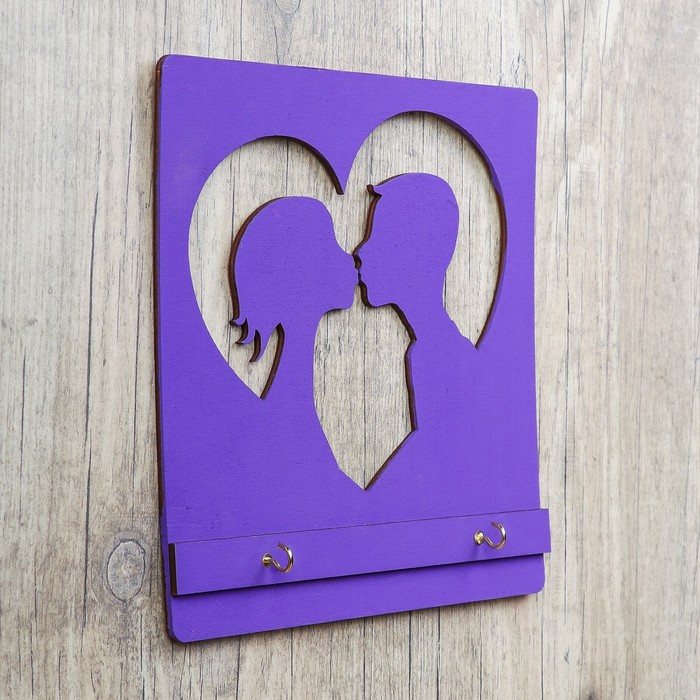Ключница открытая "Поцелуй" сиреневая 20х20 см