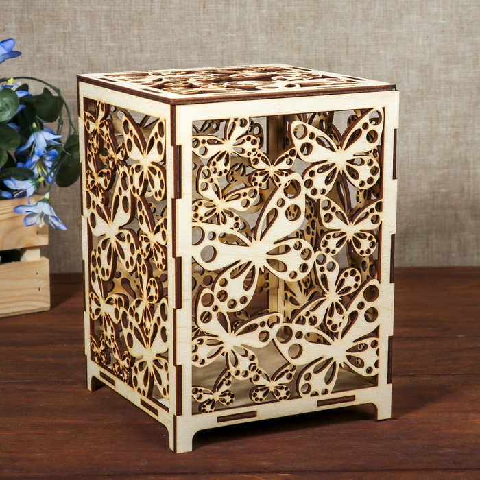 Шкатулка дерево "Бабочки ажурные" 15х15х21 см (набор 10 деталей)