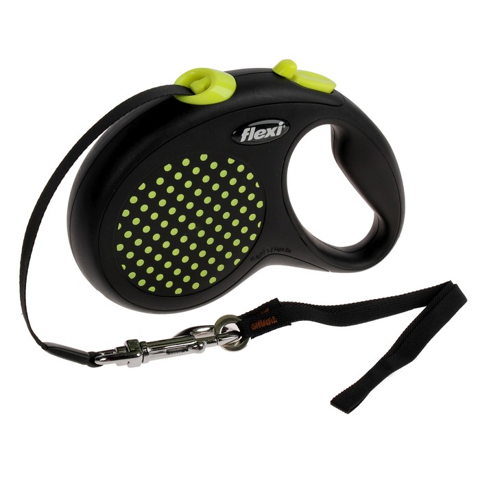 Рулетка Flexi Design L (до 50 кг) 5 м лента, черный/желтый горох